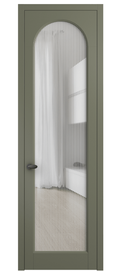 Межкомнатная дверь Палаццо 6804 Матовый оливковый тёмный Рифлёное стекло "Мору", триплекс Цена 105029 ₽ | Volhovec