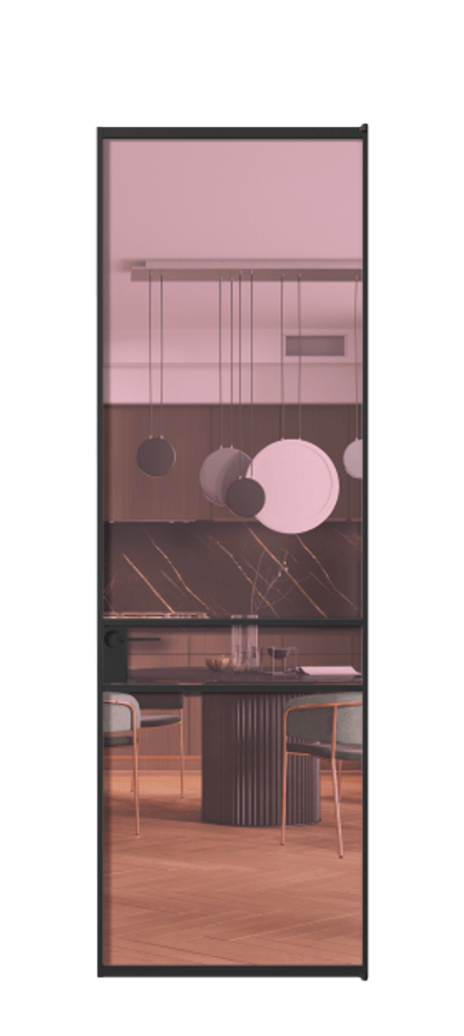 Алюминиевая дверь АЛПЛ040.02 Алюминий Черный Прозрачное розовое стекло, триплекс Цена 120130  | Volhovec