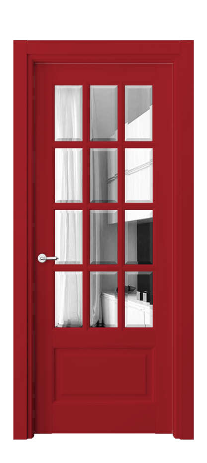 Межкомнатная дверь Тоскана Грильято 6313 Матовый белоснежный Двустороннее зеркало с фацетом, триплекс Цена 152499 ₽ | Volhovec