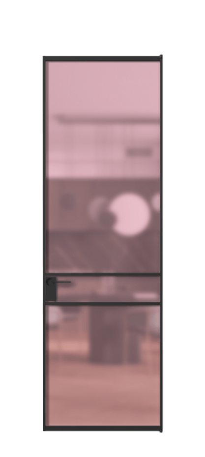 Алюминиевая дверь АЛПЛ040.02 Алюминий Черный Сатинированное розовое стекло, триплекс Цена 120130  | Volhovec