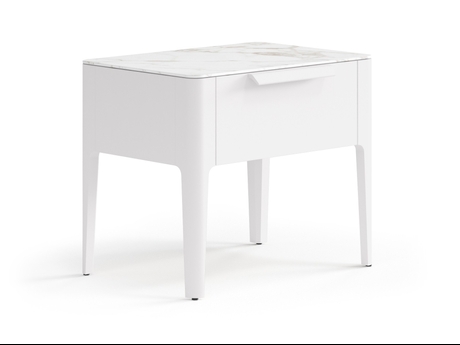 Мебель Тумба прикроватная Пьега 1 ящик. Цвет Матовый пудровый белый. Материал Гладкая эмаль. Коллекция Тумба прикроватная Пьега 1 ящик. Картинка.