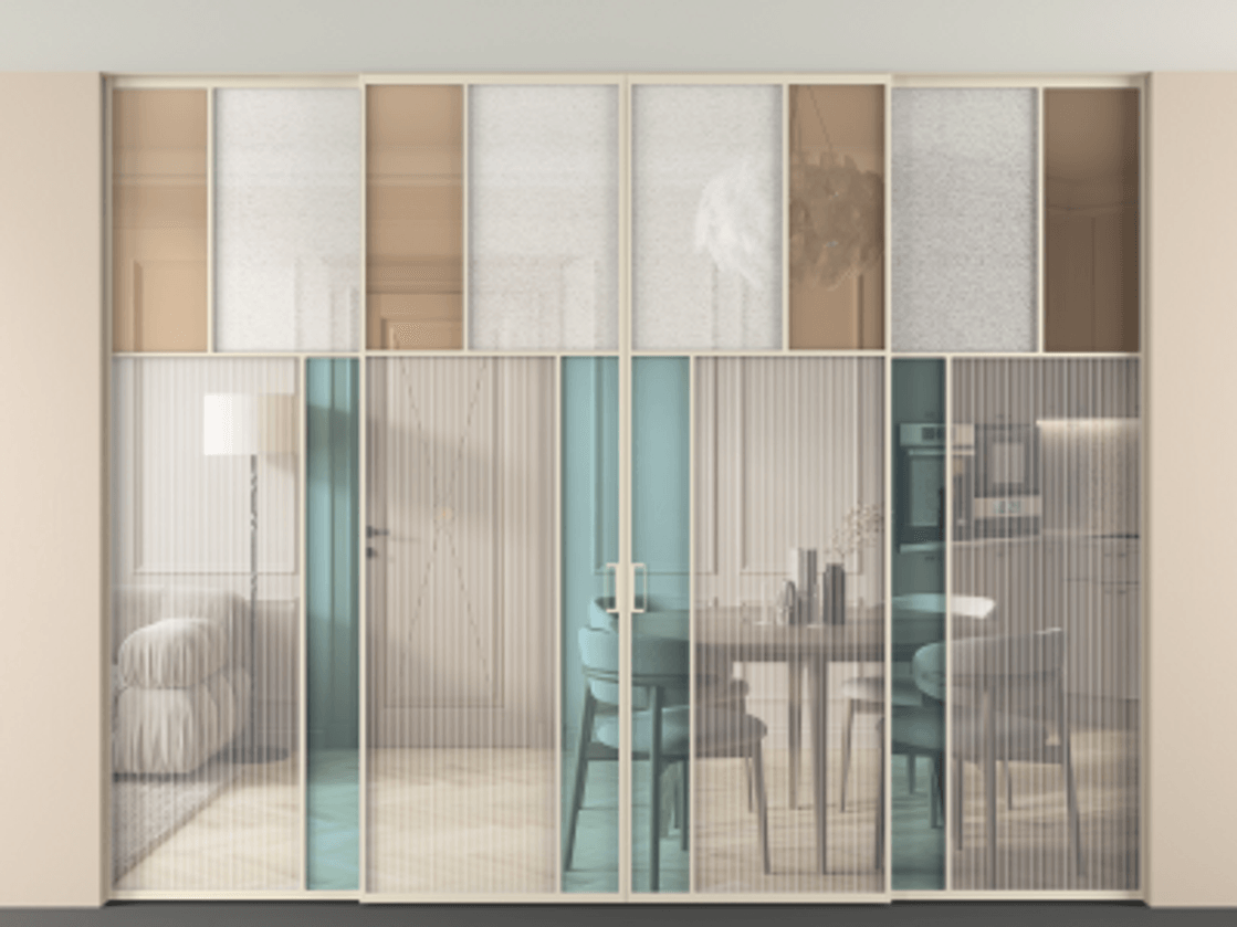 Перегородка Mosaic внутри проёма скрытое крепление в потолок 4 створки АЛПР 041.22 Алюминий бежево-серый Комбинация стекол Группы 1 и Группы 3. Цена 617260 ₽ . Фабрика дверей Волховец 8 (800) 551 43 19 Перегородка Mosaic внутри проёма скрытое крепление в потолок 4 створки АЛПР 041.22 Алюминий бежево-серый Комбинация стекол Группы 1 и Группы 3 Цена 617260 ₽ | Volhovec