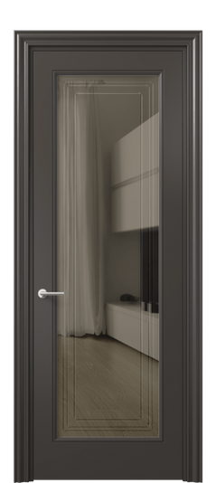 Дверь межкомнатная 8400 МАН Бронза с гравировкой. Цвет Матовый антрацит. Материал Гладкая эмаль. Коллекция Маскот. Картинка.