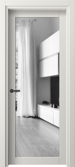 Дверь межкомнатная 2102 ПЭБЛ Двустороннее зеркало. Цвет ПЭТ белоснежный. Материал ПЭТ. Коллекция Нео. Картинка.