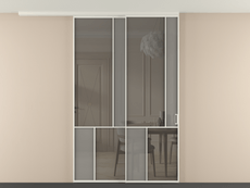 Перегородка Мозаик вдоль стены на потолок 2 створки с синхронным механизмом