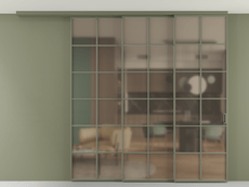 Перегородка Формато вдоль стены на потолок 3 створки с синхронным механизмом